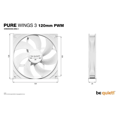 Be Quiet! PURE WINGS 3 120mm (BL110) - fehér
