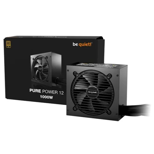Be Quiet! Tápegység 1000W - PURE POWER 12 (80+ Gold, ATX3.1, fekete)