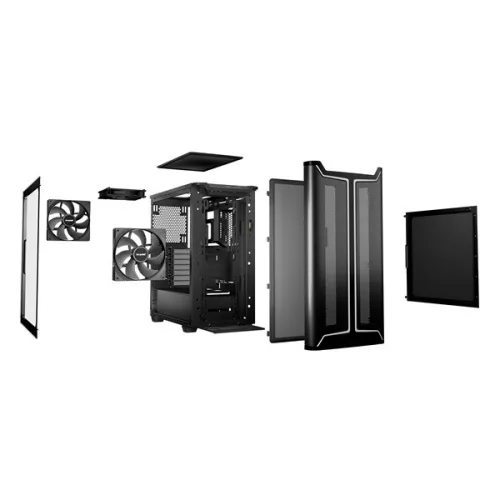 Be Quiet! Számítógépház - Pure Base 501 DX Black (ATX, edzett üveg oldallap, fekete)