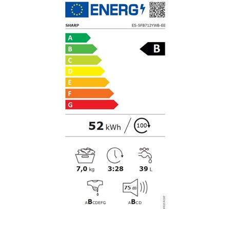 Sharp ES-SFB712YWB-EE mosógép elöltöltős