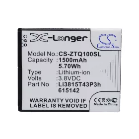   ZTE Li3815T43P3h615142-I, Li3815T43P3h615142 3.8V 1500mAh utángyártott akku Li-ion
