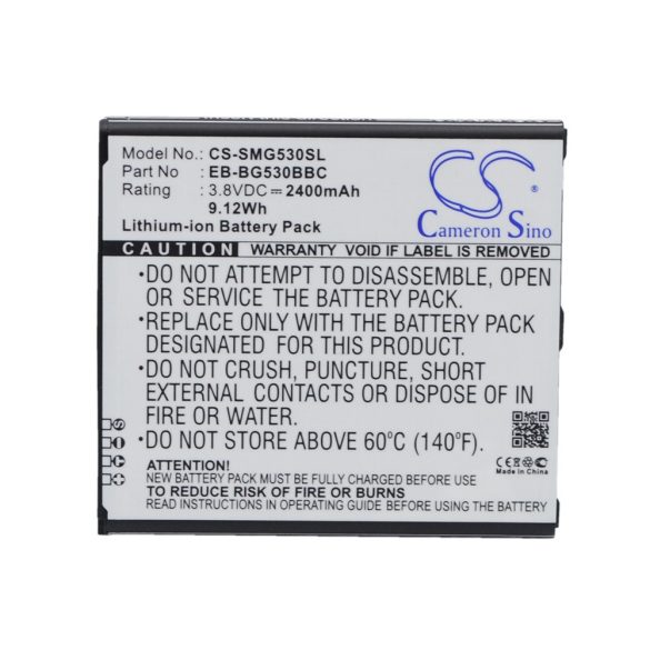 Samsung BG530CBU,  EB-BG530BBC,  EB-BG530BBE 3.8V 2400mAh utángyártott akku Li-ion