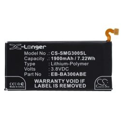   Samsung EB-BA300ABE,  GH43-04381A 3.8V 1900mAh utángyártott akku Li-Polymer