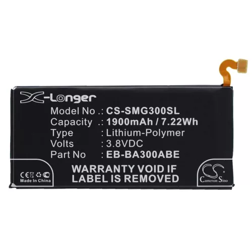 Samsung EB-BA300ABE,  GH43-04381A 3.8V 1900mAh utángyártott akku Li-Polymer