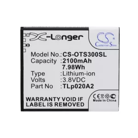   Alcatel TLp020A2, TLi020A1,  TLp020A2 3.8V 2100mAh utángyártott akku Li-ion