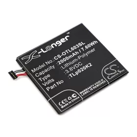  Alcatel  TLp020K2, C2000023C2 3,8V 2000mAh utángyártott RealPower Li-Polymer akku