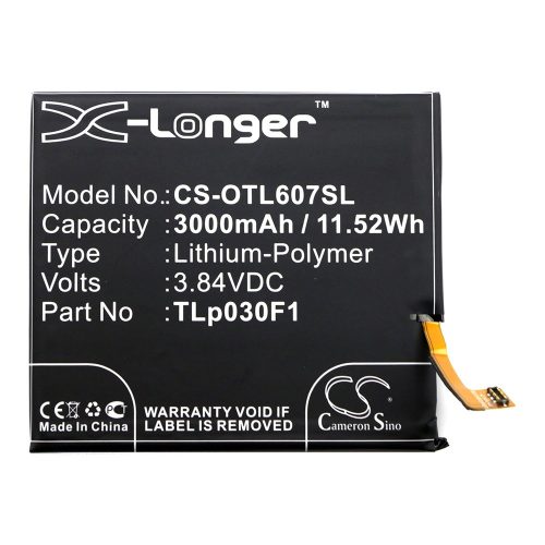 Alcatel  TLp030F2, TLp030F1 3,84V 3000mAh utángyártott RealPower Li-Polymer akku