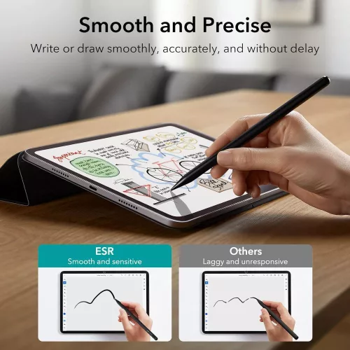 ESR Geo Digital+ Stylus Pen aktív toll rajzoláshoz, jegyzethez, Apple iPad-hez - fekete
