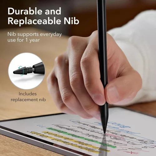 ESR Geo Digital+ Stylus Pen aktív toll rajzoláshoz, jegyzethez, Apple iPad-hez - fekete