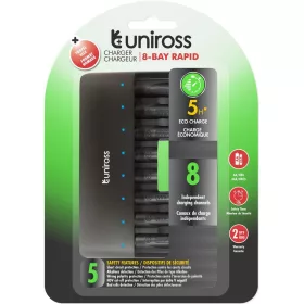   Uniross UCU006 8 fiókos processzoros gyorstöltő AA/AAA védelemmel