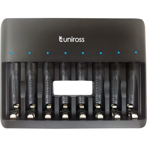 Uniross UCU006 8 fiókos processzoros gyorstöltő AA/AAA védelemmel
