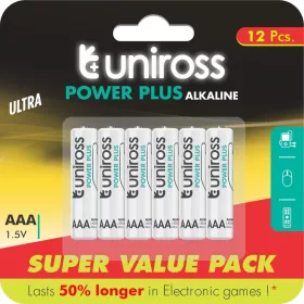   Uniross 1,5V LR03/AAA/mikró tartós alkáli elem POWER PLUS 12db/csomag