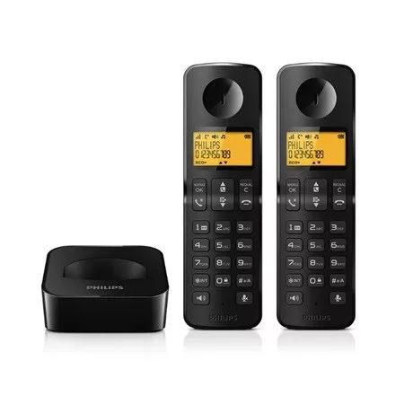 Philips D2602B/53 dect telefon fekete 550mah 2 kézibeszélő