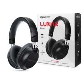   Boompods Wireless Bluetooth sztereó fejhallgató beépített mikrofonnal - Boompods Lunar Wireless Headphones - fekete