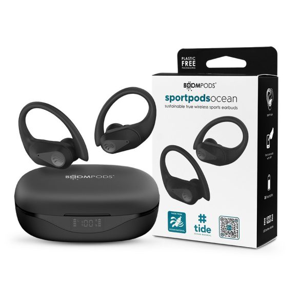 Boompods TWS Bluetooth sztereó headset v5.0 + töltőtok - Boompods Sportpods Ocean TWS with Charging Case - fekete