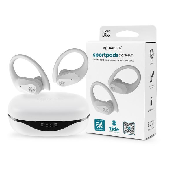 Boompods TWS Bluetooth sztereó headset v5.0 + töltőtok - Boompods Sportpods Ocean TWS with Charging Case - fehér