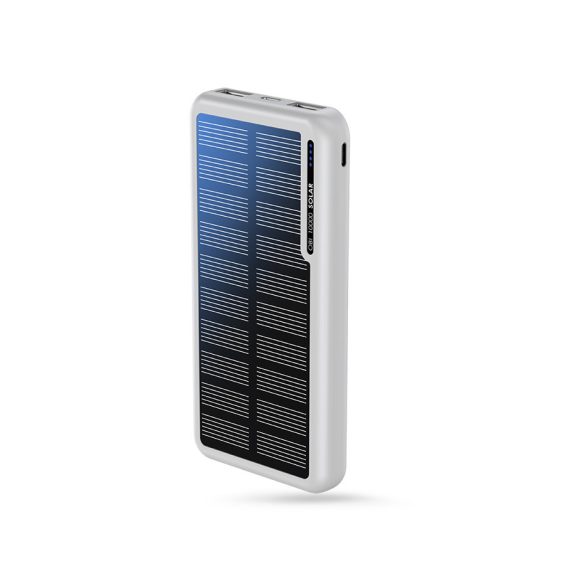 Univerzális hordozható, asztali akkumulátor töltő - Boompods Obi-Solar PowerBank - 2xUSB + Type-C - 10.000 mAh - fehér