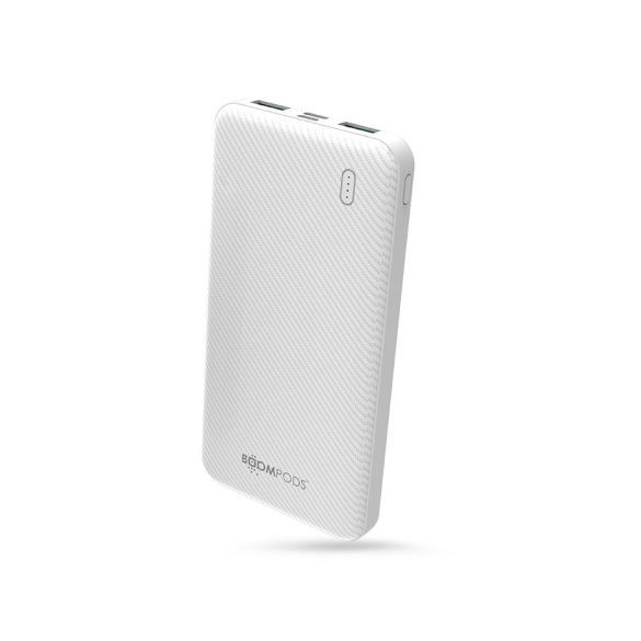 Univerzális hordozható, asztali akkumulátor töltő - Boompods Obi PowerBank - 2xUSB + Type-C + micro USB - 10.000 mAh - fehér