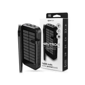   Univerzális hordozható, asztali akkumulátor töltő - Boompods Neutron Solar-Fold Power Bank - 2xUSB + Type-C + PD + QC3.0 - 16.000 mAh - fekete
