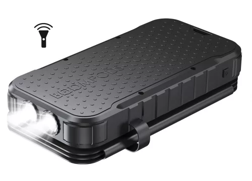 Univerzális hordozható, asztali akkumulátor töltő - Boompods Neutron Solar-Fold Power Bank - 2xUSB + Type-C + PD + QC3.0 - 16.000 mAh - fekete