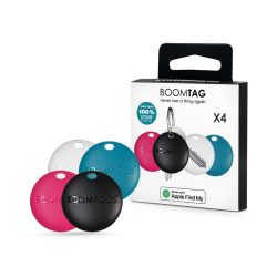   Boompods bluetooth tracker tag - Boompods Boomtag - 4 db/csomag - fekete/fehér/kék/rózsaszín