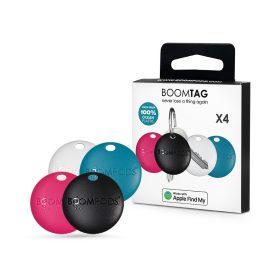   Boompods bluetooth tracker tag - Boompods Boomtag - 4 db/csomag - fekete/fehér/kék/rózsaszín