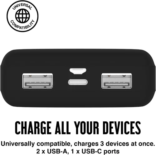 Univerzális hordozható, asztali akkumulátor töltő - Juice ECO 3 Power Bank -    2xUSB + Type-C - 10.000 mAh - fekete