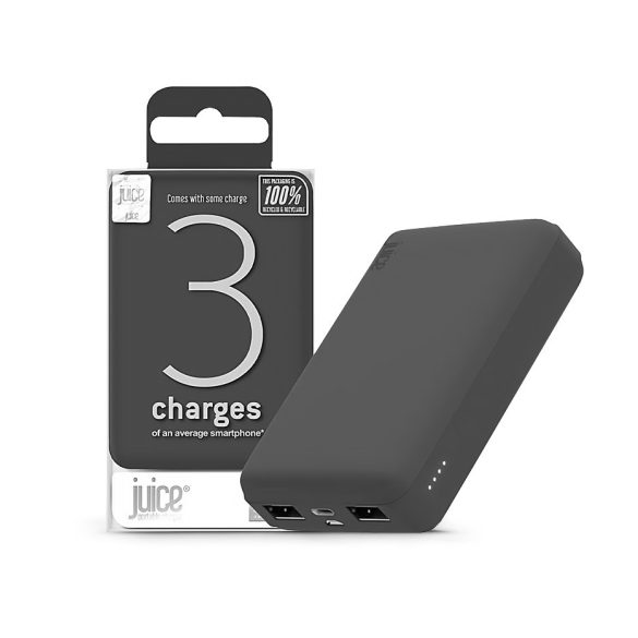 Univerzális hordozható, asztali akkumulátor töltő - Juice ECO 3 Power Bank -    2xUSB +Type-C - 10.000 mAh - szürke