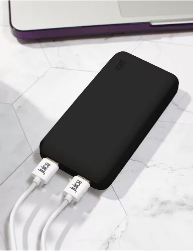 Univerzális hordozható, asztali akkumulátor töltő - Juice ECO 5 Power Bank -    2xUSB + Type-C - 15.000 mAh - fekete