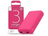 Univerzális hordozható, asztali akkumulátor töltő - Juice ECO 3 Power Bank -    2xUSB +Type-C - 10.000 mAh - rózsaszín