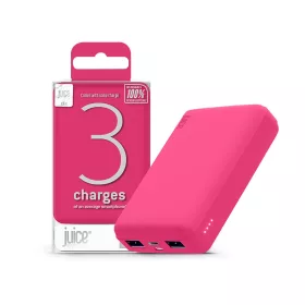   Univerzális hordozható, asztali akkumulátor töltő - Juice ECO 3 Power Bank -    2xUSB +Type-C - 10.000 mAh - rózsaszín