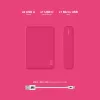Univerzális hordozható, asztali akkumulátor töltő - Juice ECO 3 Power Bank -    2xUSB +Type-C - 10.000 mAh - rózsaszín