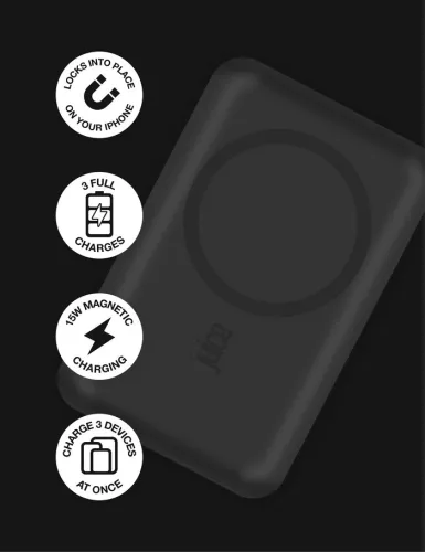 Univerzális hordozható, asztali akkumulátor töltő - Juice ECO 3 MagTec Power    Bank - USB + Type-C - 10.000 mAh - fekete