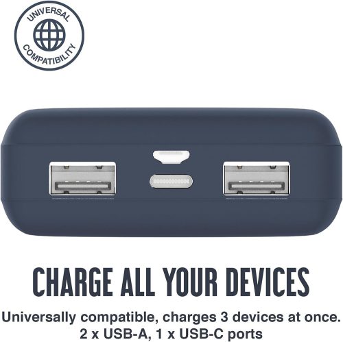 Univerzális hordozható, asztali akkumulátor töltő - Juice ECO 3 Power Bank -    2xUSB +Type-C - 10.000 mAh - sötétkék