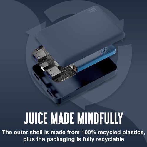 Univerzális hordozható, asztali akkumulátor töltő - Juice ECO 3 Power Bank -    2xUSB +Type-C - 10.000 mAh - sötétkék