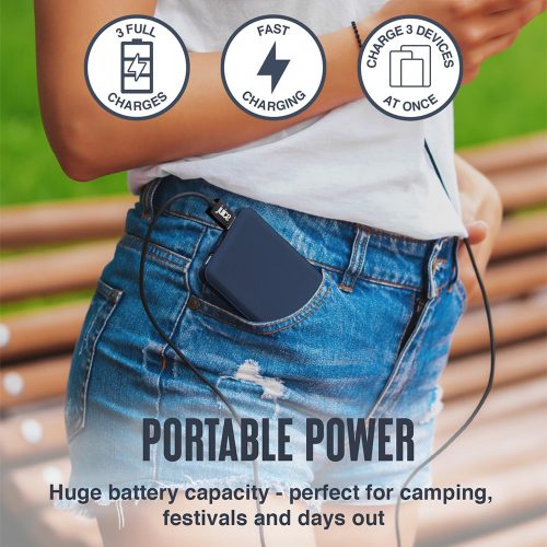 Univerzális hordozható, asztali akkumulátor töltő - Juice ECO 3 Power Bank -    2xUSB +Type-C - 10.000 mAh - sötétkék