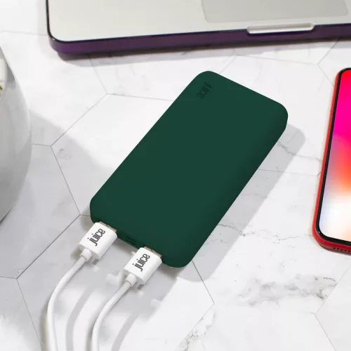 Univerzális hordozható, asztali akkumulátor töltő - Juice ECO 5 Power Bank -    2xUSB + Type-C - 15.000 mAh - zöld