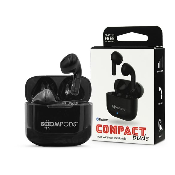 Boompods TWS Bluetooth sztereó headset v5.0 + töltőtok - Boompods Compact Buds TWS with Charging Case - fekete