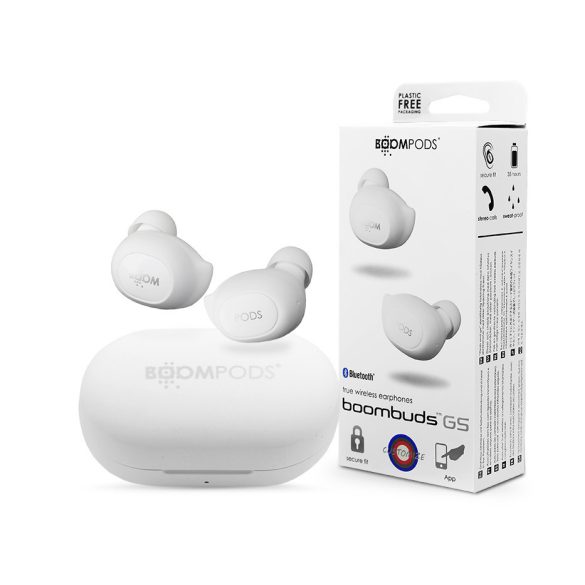 Boompods TWS Bluetooth sztereó headset v5.0 + töltőtok - Boompods GS TWS with Charging Case - fehér