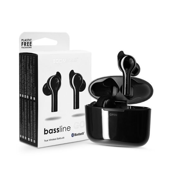 Boompods TWS Bluetooth sztereó headset v5.0 + töltőtok - Boompods Bassline Go TWS with Charging Case - fekete