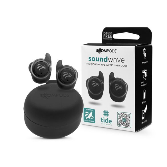 Boompods TWS Bluetooth sztereó headset v5.3 + töltőtok - Boompods Soundwave Ocean TWS with Charging Case - fekete