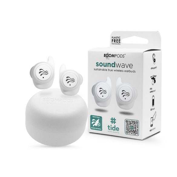 Boompods TWS Bluetooth sztereó headset v5.3 + töltőtok - Boompods Soundwave Ocean TWS with Charging Case - fehér