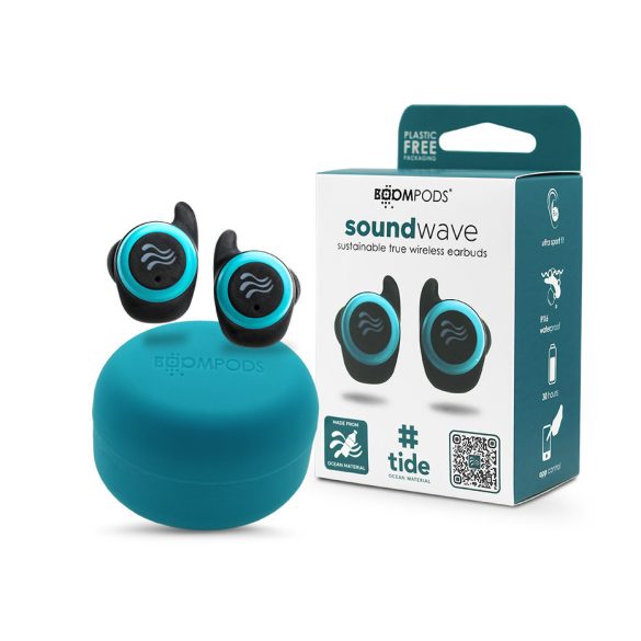 Boompods TWS Bluetooth sztereó headset v5.3 + töltőtok - Boompods Soundwave Ocean TWS with Charging Case - kék