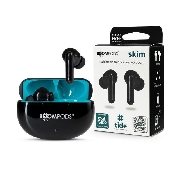 Boompods TWS Bluetooth sztereó headset v5.3 + töltőtok - Boompods Skim Ocean TWS with Charging Case - fekete