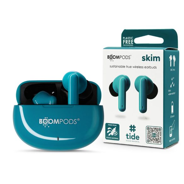 Boompods TWS Bluetooth sztereó headset v5.3 + töltőtok - Boompods Skim Ocean TWS with Charging Case - kék