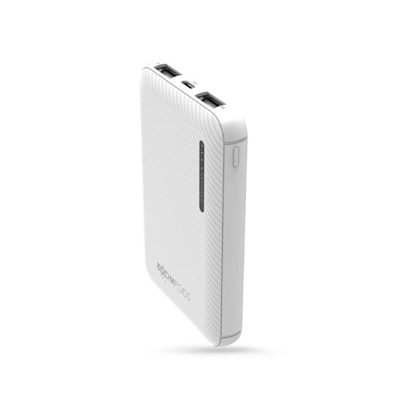 Univerzális hordozható, asztali akkumulátor töltő - Boompods Obi PowerBank - 2xUSB + Type-C + micro USB - 5000 mAh - fehér