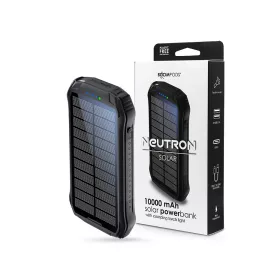   Univerzális hordozható, asztali akkumulátor töltő - Boompods Neutron Solar PowerBank - 2xUSB + Type-C - 10.000 mAh - fekete