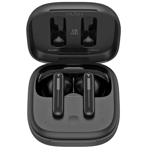 Boompods TWS Bluetooth sztereó headset v5.0 + töltőtok - Boompods Bassline Hush TWS with Charging Case - fekete