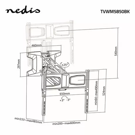 Nedis TVWM5850BK fali konzol