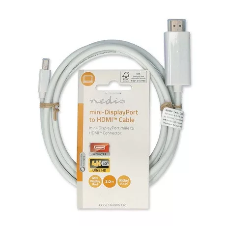 Nedis CCGL37600WT20 mini displayport - hdmi kábel 2 m